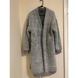 Simply Vera Vera Wang Sherpa Cardigan Duster Gray Cozy Open Front Women’s M